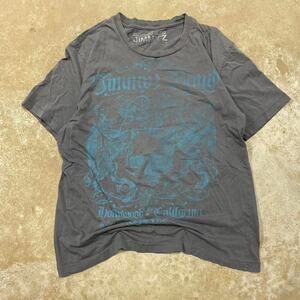 Jimmy Z grey & blue graphic tee Size Large y2k